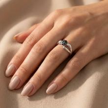 Сребърен пръстен с кристали от Sw® Ayla Hematite