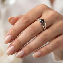 Сребърен пръстен с кристали от Sw® Ayla Hematite