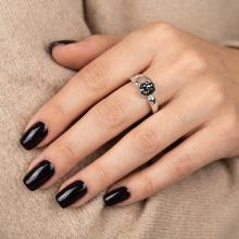 Сребърен пръстен с кристали от Sw® Ayla Hematite