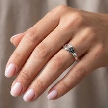 Сребърен пръстен с кристали от Sw® Ayla Hematite