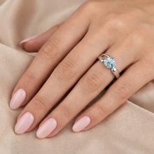 Сребърен пръстен с кристали от Sw® Ayla Deep Blue