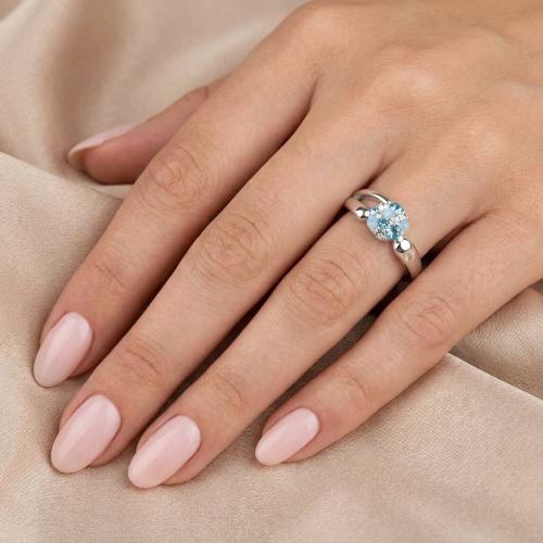 Сребърен пръстен с кристали от Sw® Ayla Deep Blue