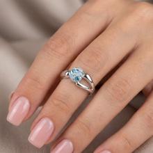 Сребърен пръстен с кристали от Sw® Ayla Deep Blue