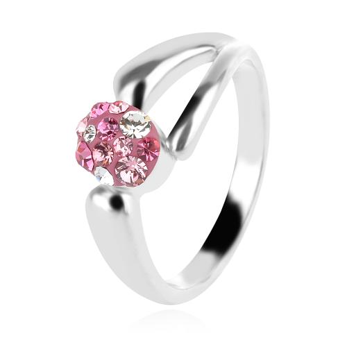Сребърен пръстен с кристали от Sw® Ayla Rose Shade