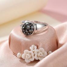 Сребърен пръстен с кристали от Sw® Lyla Hematite
