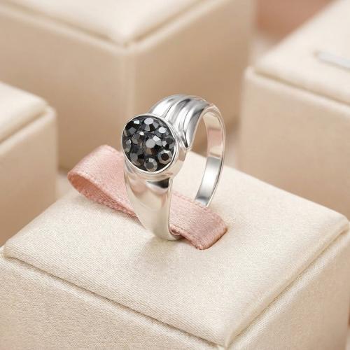 Сребърен пръстен с кристали от Sw® Lyla Hematite
