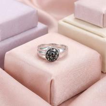 Сребърен пръстен с кристали от Sw® Lyla Hematite