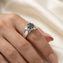 Сребърен пръстен с кристали от Sw® Lyla Hematite