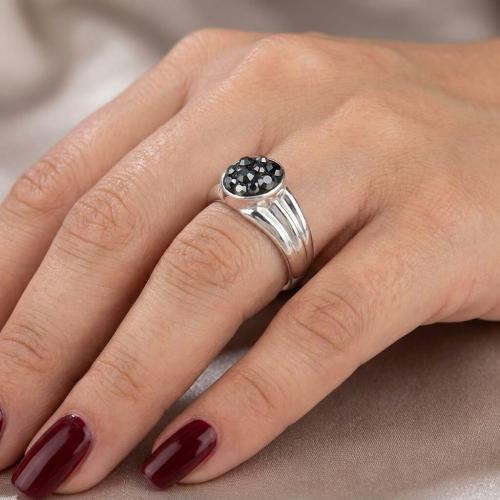 Сребърен пръстен с кристали от Sw® Lyla Hematite