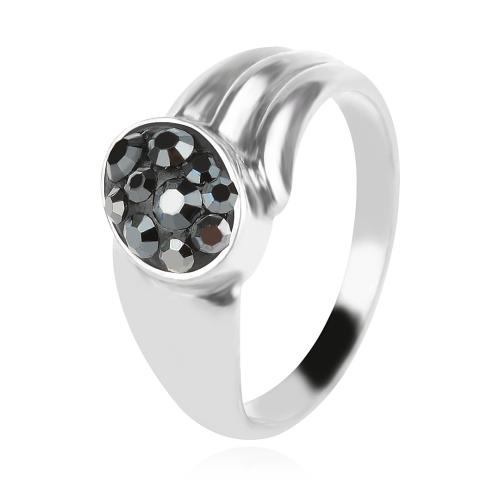 Сребърен пръстен с кристали от Sw® Lyla Hematite
