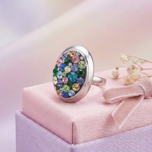 Сребърен пръстен с кристали от Sw® SP622 Multicolor
