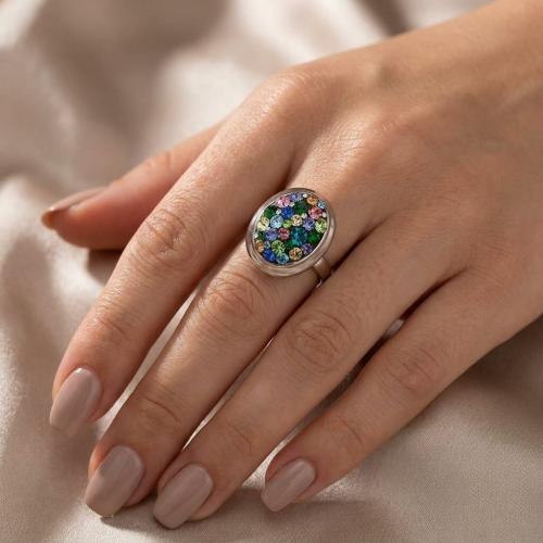 Сребърен пръстен с кристали от Sw® SP622 Multicolor