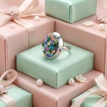 Сребърен пръстен с кристали от Sw® SP622 Multicolor