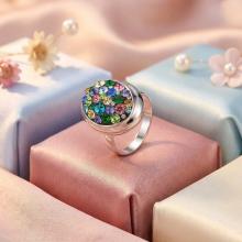 Сребърен пръстен с кристали от Sw® SP622 Multicolor