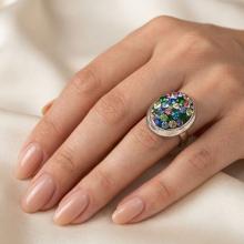 Сребърен пръстен с кристали от Sw® SP622 Multicolor