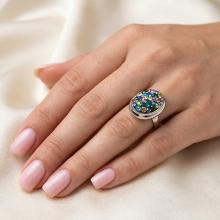 Сребърен пръстен с кристали от Sw® SP622 Multicolor