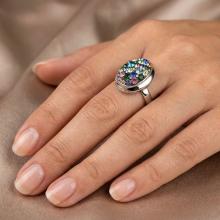 Сребърен пръстен с кристали от Sw® SP622 Multicolor