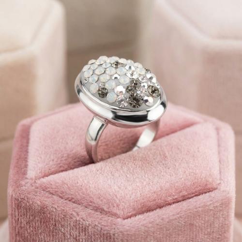 Сребърен пръстен с кристали от Sw® SP622 Silver Shade