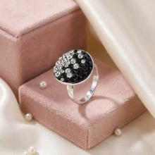 Сребърен пръстен с кристали от Sw® SP623 Black and White