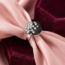 Сребърен пръстен с кристали от Sw® SP623 Black and White
