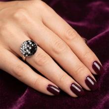 Сребърен пръстен с кристали от Sw® SP623 Black and White
