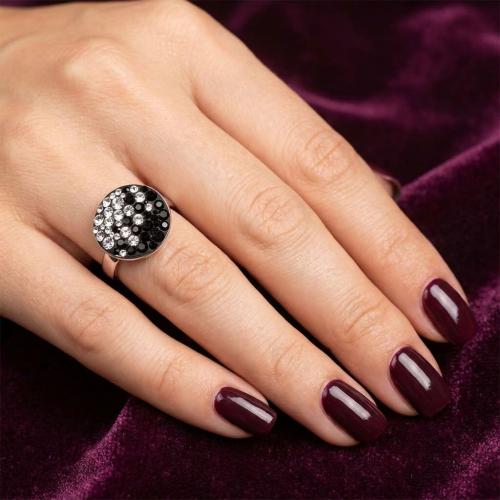 Сребърен пръстен с кристали от Sw® SP623 Black and White