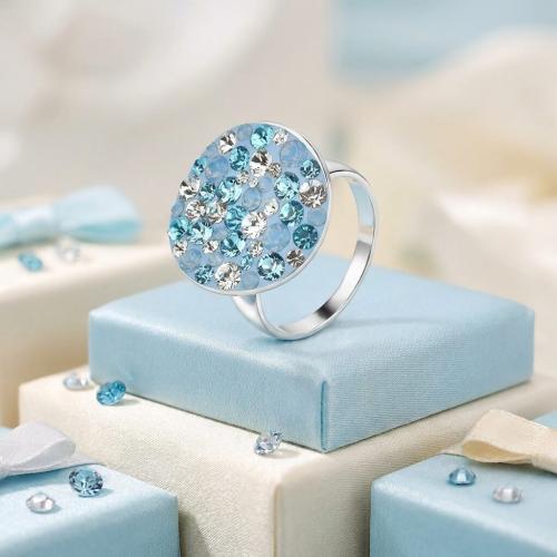 Сребърен пръстен с кристали от Sw® SP623 Deep Blue
