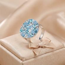 Сребърен пръстен с кристали от Sw® SP623 Deep Blue Сребърен пръстен с кристали от Sw® SP623 Deep Blue