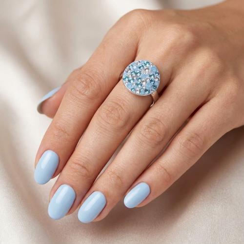 Сребърен пръстен с кристали от Sw® SP623 Deep Blue