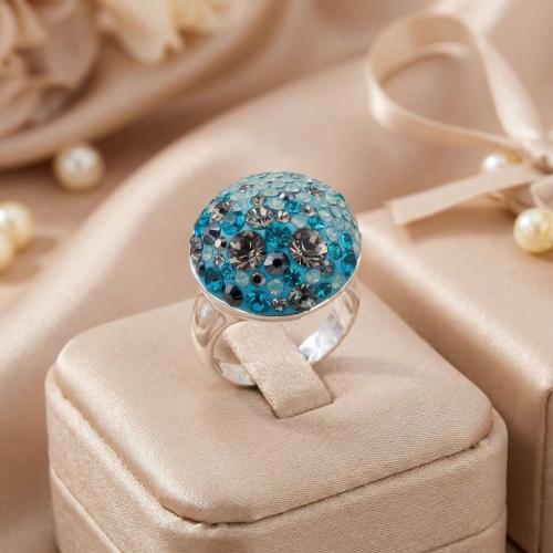 Сребърен пръстен с кристали от Sw® Charlie Petrol