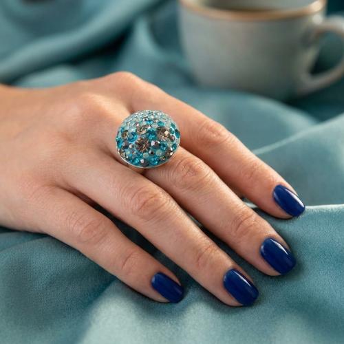 Сребърен пръстен с кристали от Sw® Charlie Petrol