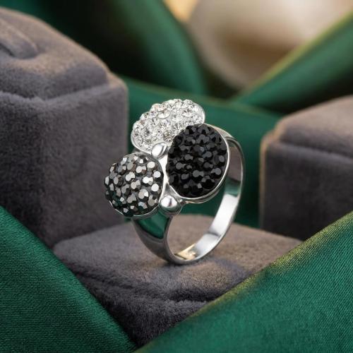 Сребърен пръстен с кристали от Sw® Alaia Black and White