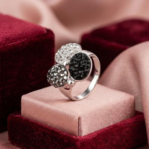 Сребърен пръстен с кристали от Sw® Alaia Black and White