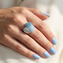 Сребърен пръстен с кристали от Sw® Alaia Deep Blue