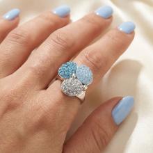Сребърен пръстен с кристали от Sw® Alaia Deep Blue