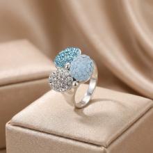 Сребърен пръстен с кристали от Sw® Alaia Deep Blue