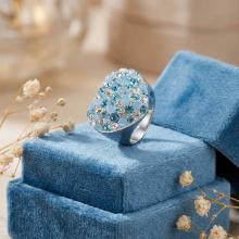 Сребърен пръстен сърце с кристали от Sw® SP630 Deep Blue Сребърен пръстен сърце с кристали от Sw® SP630 Deep Blue
