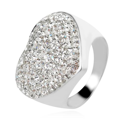 Сребърен пръстен сърце с кристали от Sw® Crystal