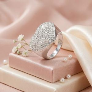 Сребърен пръстен сърце с кристали от Sw® Crystal