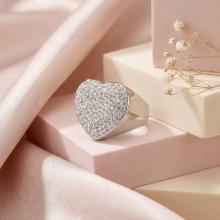 Сребърен пръстен сърце с кристали от Sw® Crystal