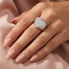 Сребърен пръстен сърце с кристали от Sw® Crystal