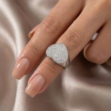 Сребърен пръстен сърце с кристали от Sw® Crystal
