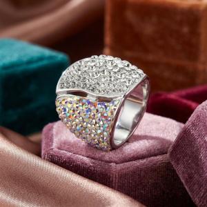 Сребърен пръстен с кристали от Sw® SP632 AB Crystal