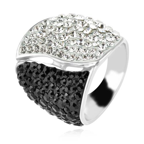 Сребърен пръстен с кристали от Sw®  SP632 Black and White