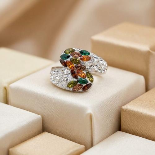 Сребърен пръстен с кристали от Sw® SP633 Colorful Drops