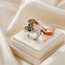 Сребърен пръстен с кристали от Sw® SP633 Colorful Drops