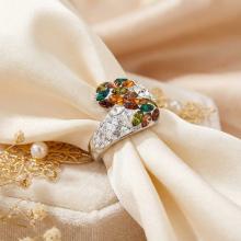 Сребърен пръстен с кристали от Sw® SP633 Colorful Drops