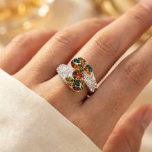 Сребърен пръстен с кристали от Sw® SP633 Colorful Drops