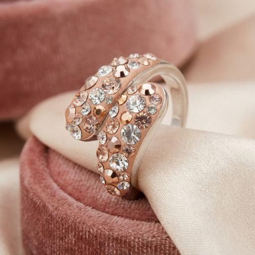 Сребърен пръстен с кристали от Sw®  SP633 Peach Gold