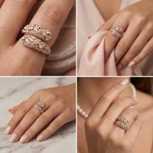 Сребърен пръстен с кристали от Sw®  SP633 Peach Gold